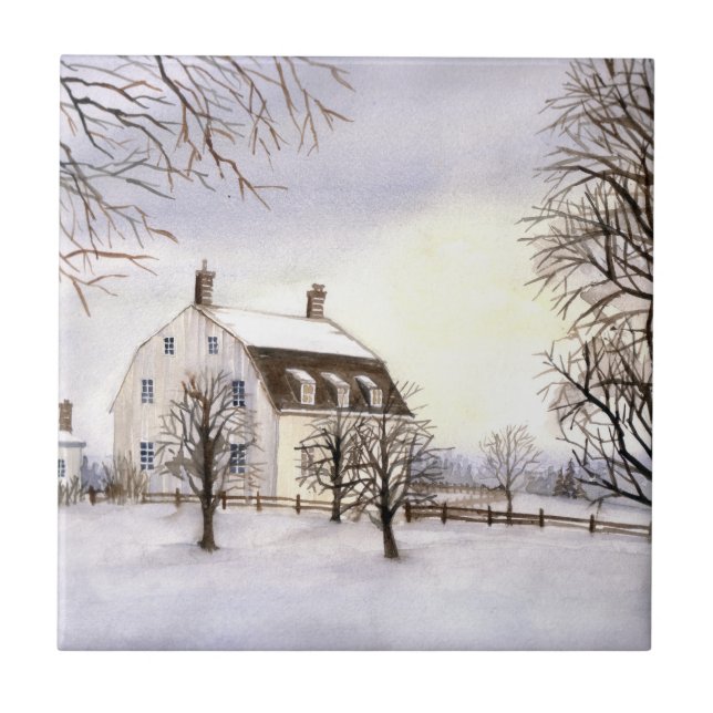Winter in New England by Farida Greenfield Tile (Front)