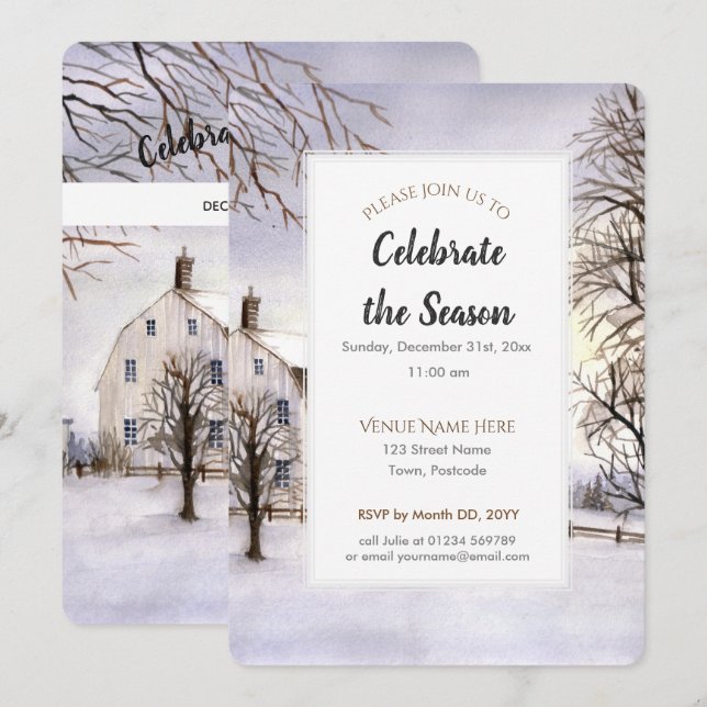 Winter in New England Christmas Festive Invitation (Front/Back)