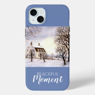 Winter in New England Watercolor Painting iPhone 15 Mini Case