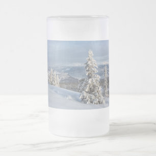 Winter in Norway Frosted Glass Beer Mug