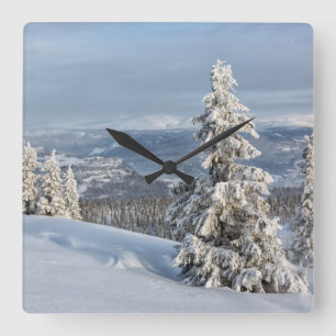 Winter in Norway Square Wall Clock