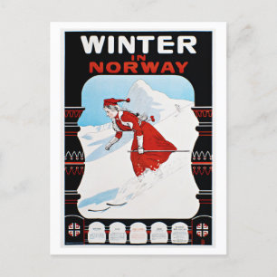 Winter in Norway Vintage Travel Poster Postcard