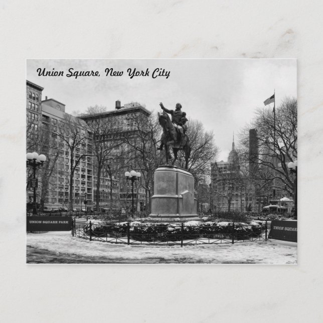 Winter in NYC's Union Square 001 Black White 002 Postcard (Front)