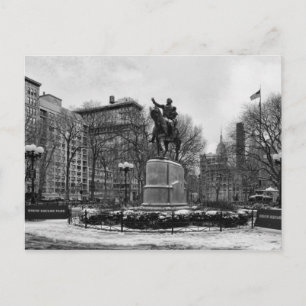 Winter in NYC's Union Square 001 Black White Postcard