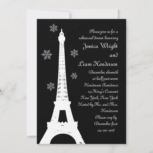 Winter in Paris Rehearsal Dinner Invitation (Front)