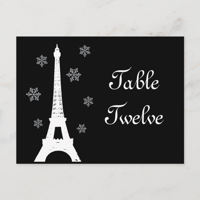 Winter in Paris Table Number Postcard (Front)