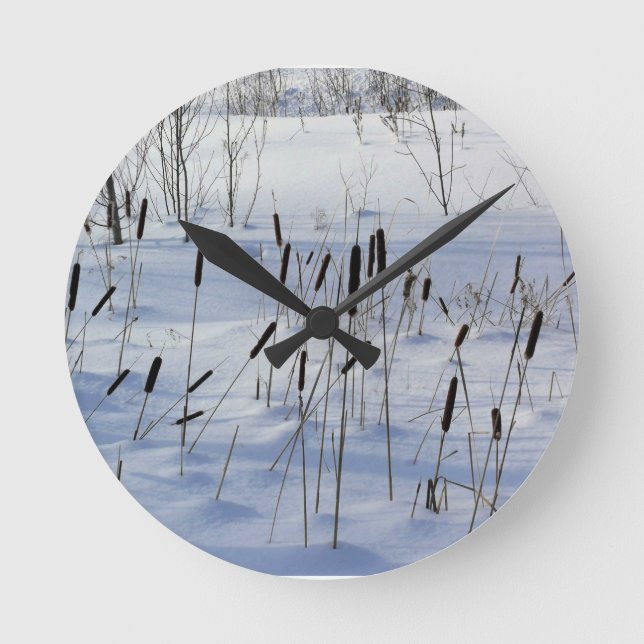 Winter in Quebec, Canada Round Clock (Front)