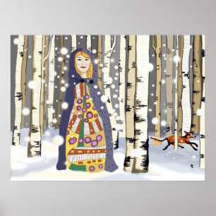 Winter in the Birch woods Poster