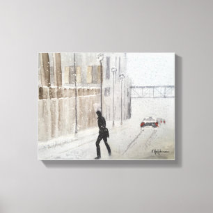 WINTER IN THE CITY WATERCOLOR CANVAS PRINT