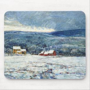 Winter in the Connecticut Hills (by Childe Hassam) Mouse Mat