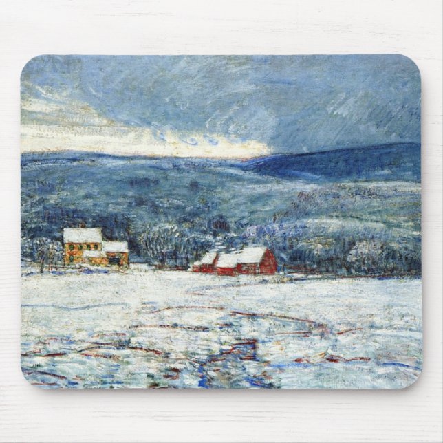Winter in the Connecticut Hills (by Childe Hassam) Mouse Mat (Front)