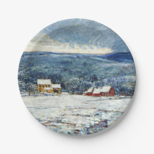 Winter in the Connecticut Hills (by Childe Hassam) Paper Plate