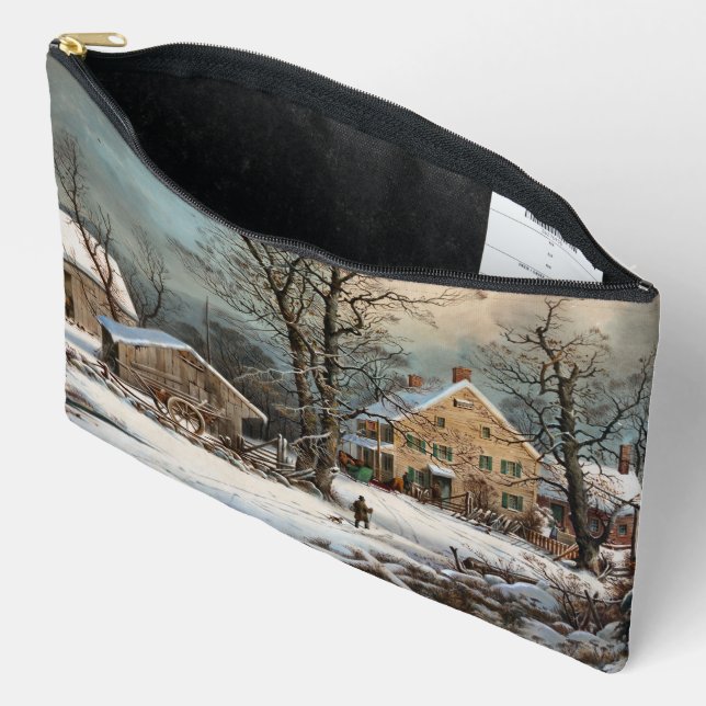 Winter in the Country, A cold  Morning Accessory Pouch (Open)