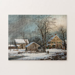 Winter in the Country, A cold  Morning Jigsaw Puzzle