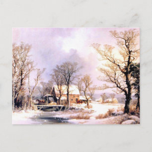 Winter in the Country, The Old Grist Mill Postcard