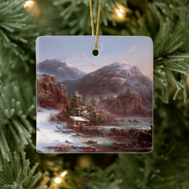 Winter in the Mountains, Christmas tree Ceramic Ornament (Tree)