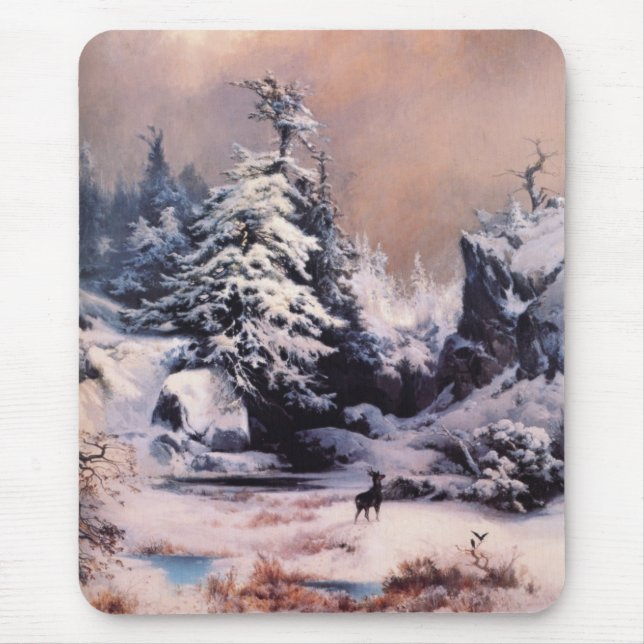 Winter in the Rocky Mountains (by Thomas Moran) Mouse Mat (Front)