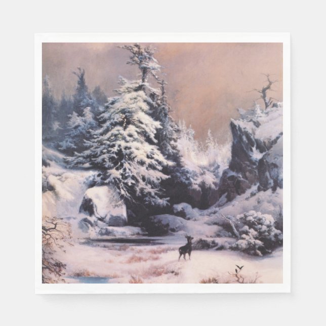 Winter in the Rocky Mountains (by Thomas Moran) Napkin (Front)