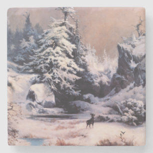 Winter in the Rocky Mountains (by Thomas Moran) Stone Coaster