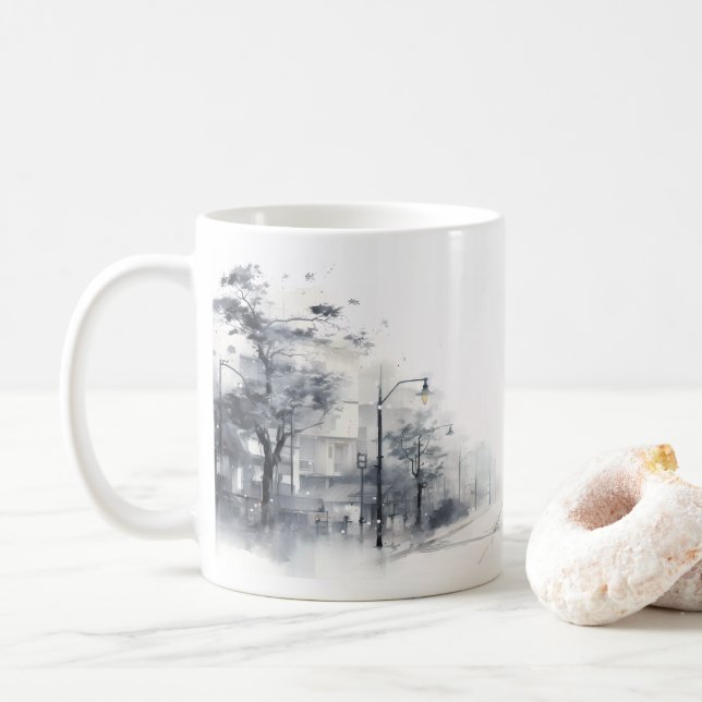 Winter in The Street Coffee Mug (With Donut)