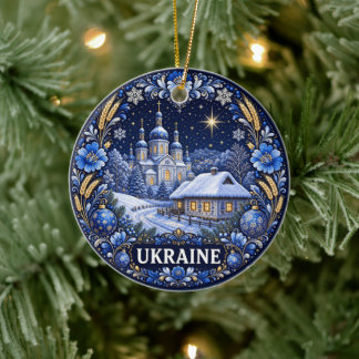 Winter in Ukraine Scenic Keepsake Ceramic Tree Decoration