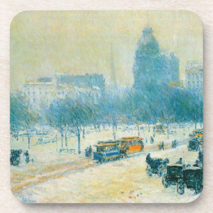 Winter in Union Square by Frederick Childe Hassam Coaster