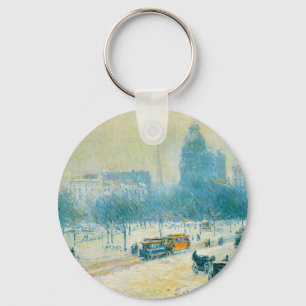 Winter in Union Square by Frederick Childe Hassam Key Ring