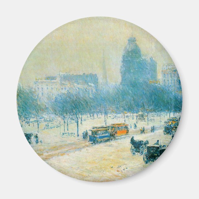 Winter in Union Square by Frederick Childe Hassam Magnet (Front)