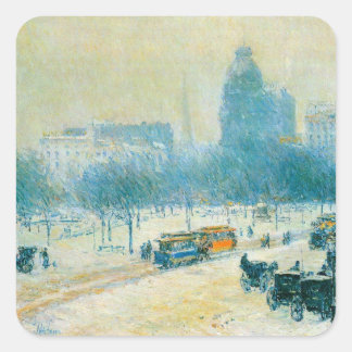 Winter in Union Square by Frederick Childe Hassam Sticker
