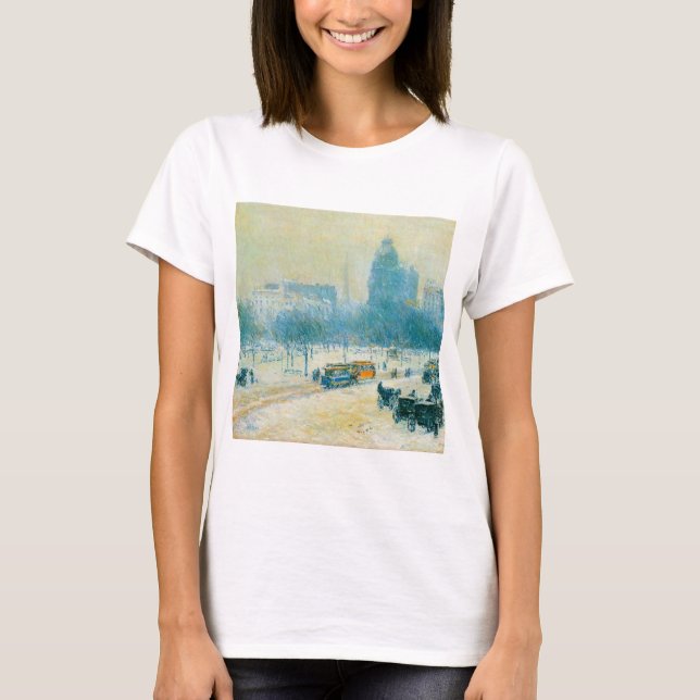 Winter in Union Square by Frederick Childe Hassam T-Shirt (Front)