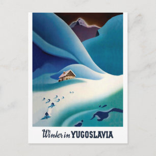 Winter in Yugoslavia, vintage travel postcard