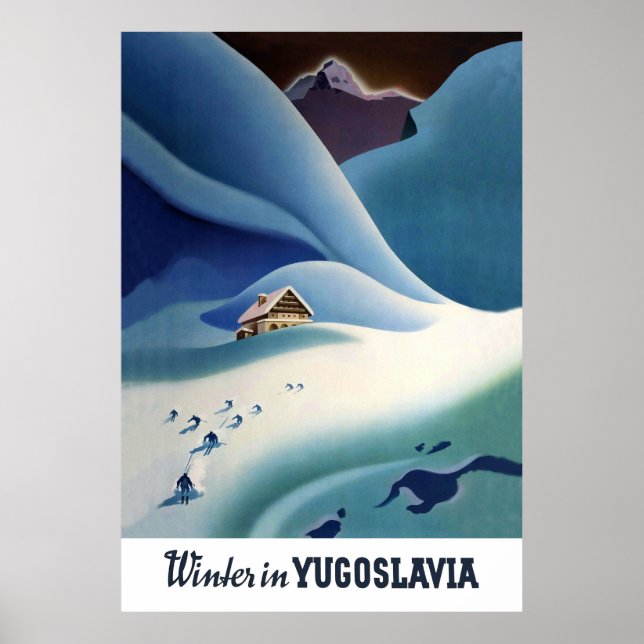 Winter in Yugoslavia, vintage travel poster (Front)