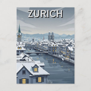 Winter in Zurich Switzerland Travel Postcard