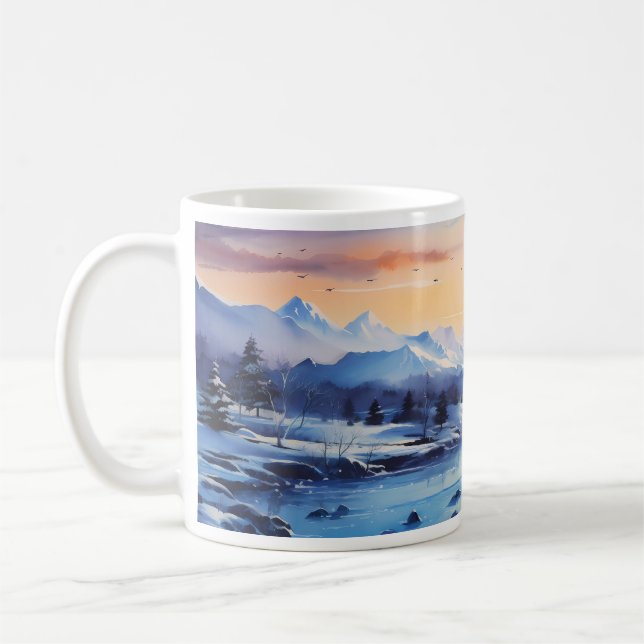 Winter Ink Painting Coffee Mug (Left)