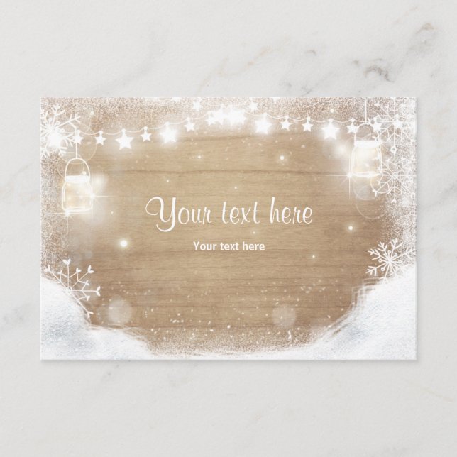 Winter Insert card Snow Rustic wood Mason jars (Front)