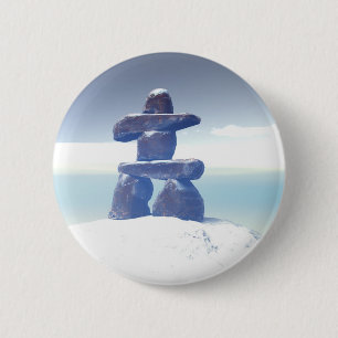 Winter inukshuk Button