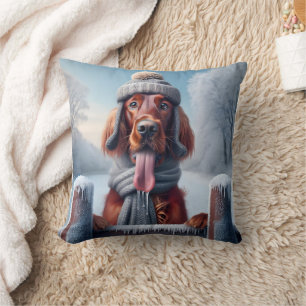 Winter Irish Setter Dog Cushion