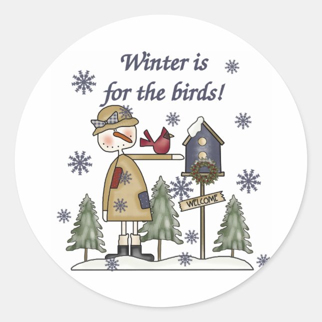 Winter is for the Birds Classic Round Sticker (Front)