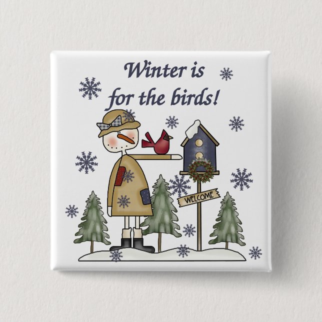 Winter is for the Birds T-shirts and Gifts 15 Cm Square Badge (Front)