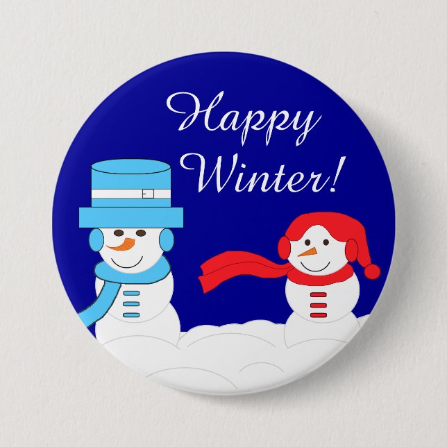 Winter is Quite Snowy:  Dark Blue 7.5 Cm Round Badge (Front)