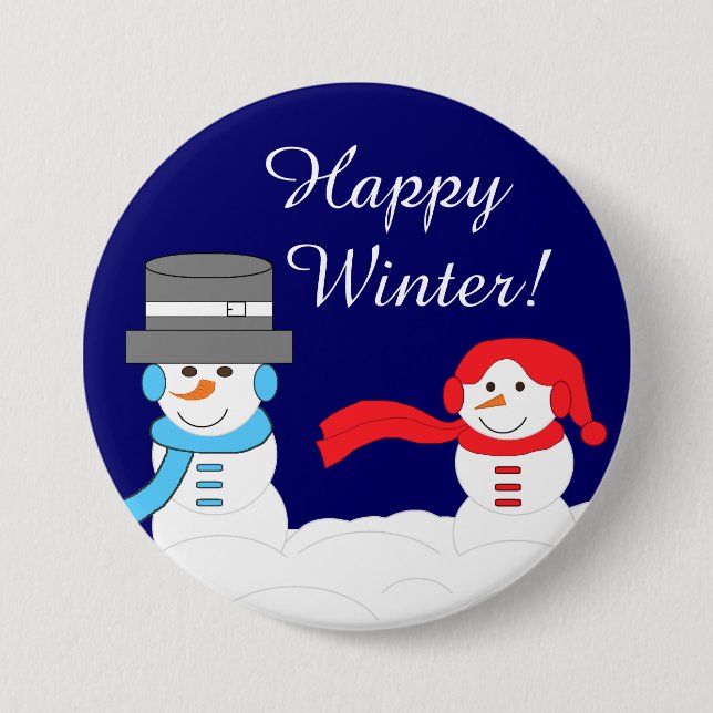 Winter is Quite Snowy:  Dark Blue 7.5 Cm Round Badge (Front)