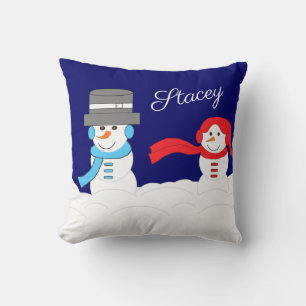 Winter is Snowy: Dark Blue Cushion