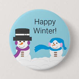 Winter is Snowy: Happy Winter 7.5 Cm Round Badge