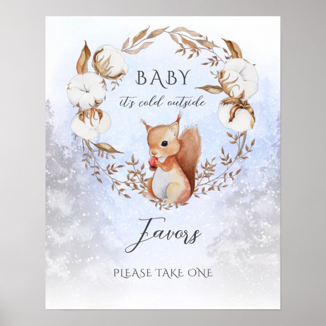 Winter It's Cold Outside Baby Shower Favours Poster (Front)
