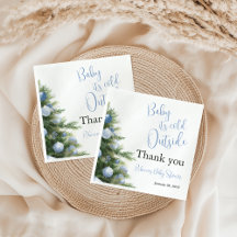 Winter It's Cold Outside Blue Bow Baby Shower