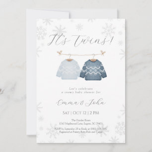 Winter Its Twin Brothers Baby Shower Invitation