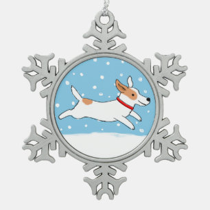 Winter Jack Russell Terrier  - Cute Holiday Dog Snowflake Pewter Christmas Ornament