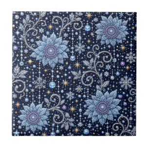 Winter Jewels – Ice Flowers Under Stars Tile