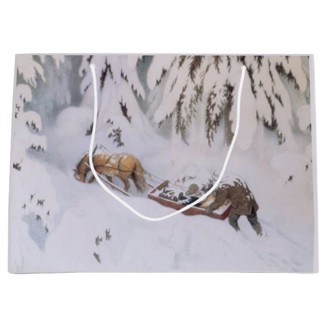 Winter Journey Through the Snow at Christmas Large Gift Bag (Front)