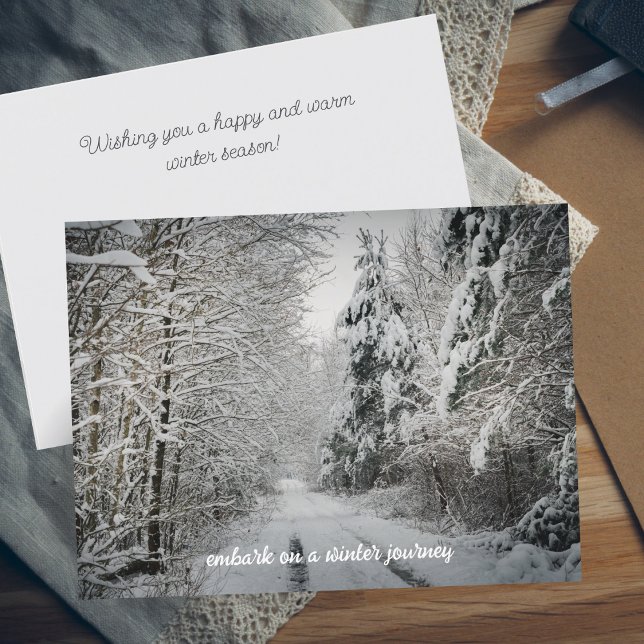 Winter journey through the woodland holiday postcard (Creator Uploaded)